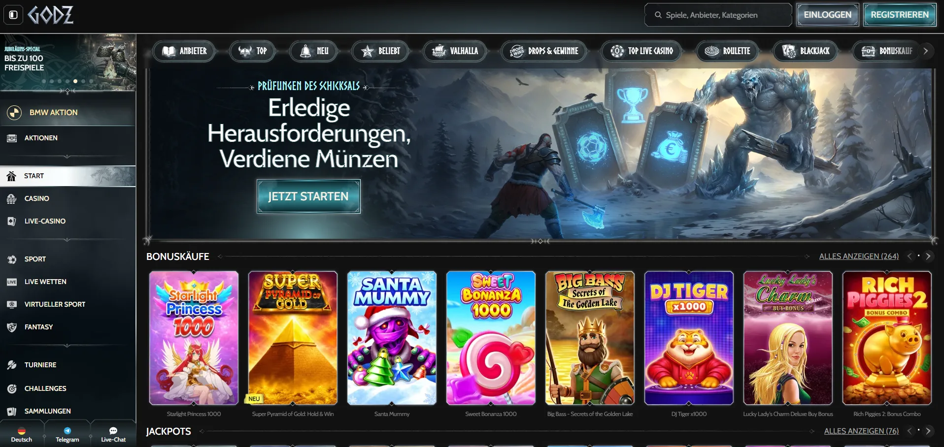 Godz Casino Spiele